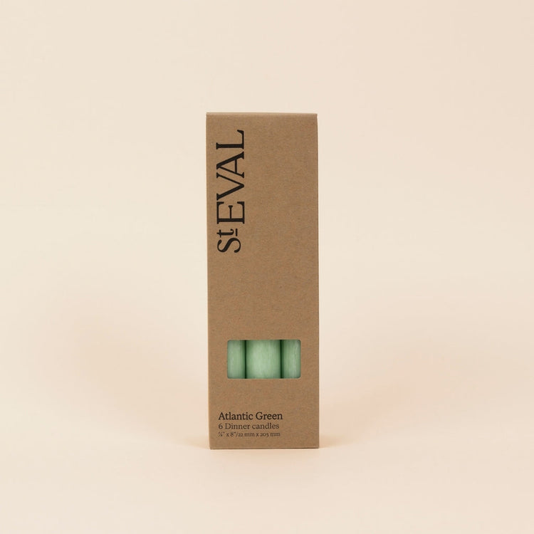 St. Eval Dinner Candles x 6 in Atlantic Green