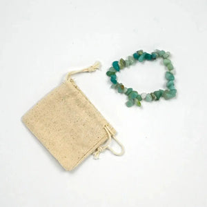Amazonite chip bracelet & Canvas bag 