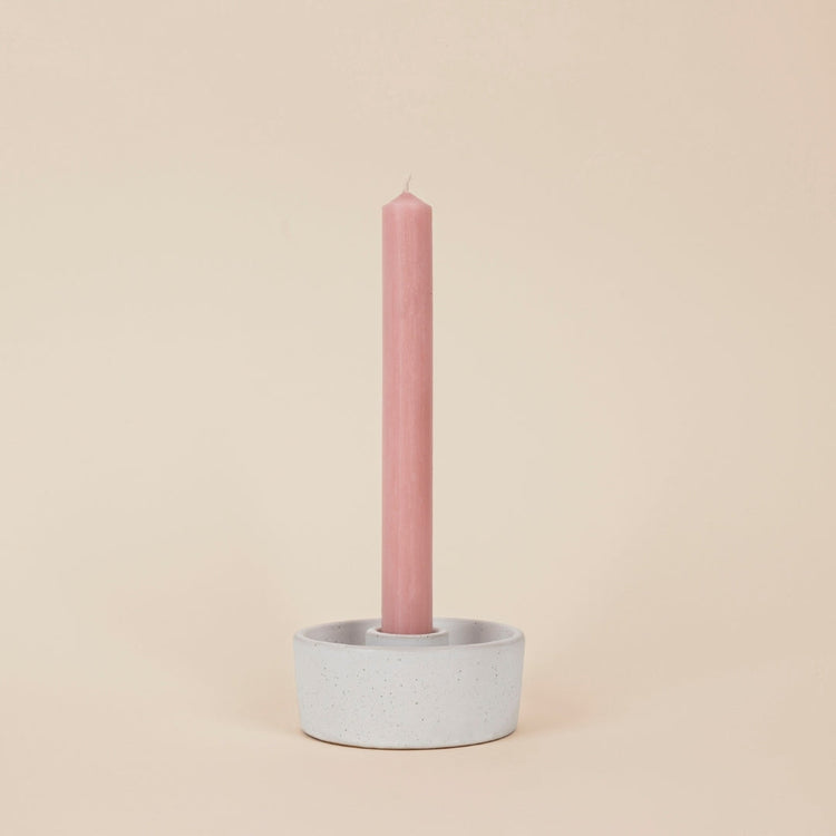 St. Eval Pale Pink Rose Quartz Dinner Candles. Single Candle stick