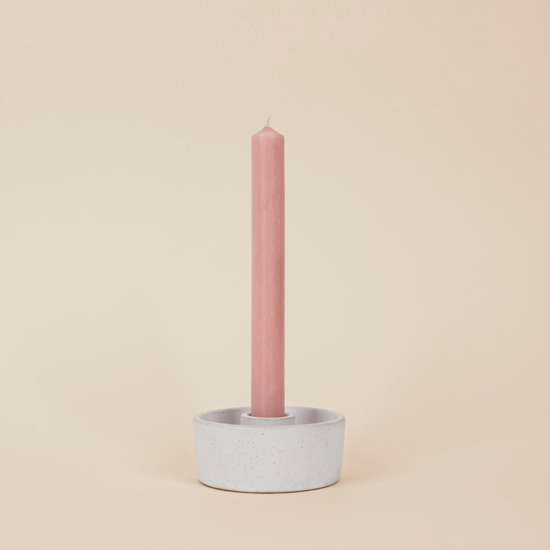 St. Eval Pale Pink Rose Quartz Dinner Candles. Single Candle stick