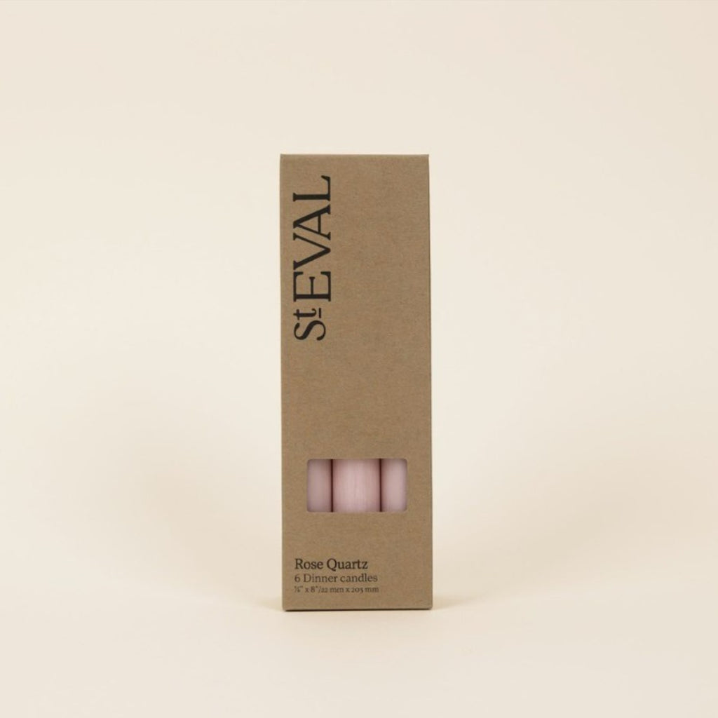 St. Eval Dinner Candles. Box of 6 in Rose Quartz Dinner Candles