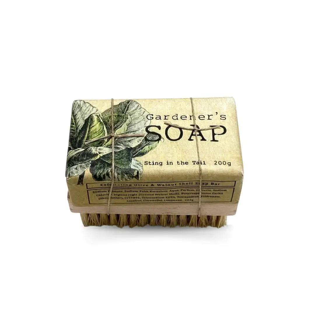 Gardener's Exfoliating Olive Soap and Wooden Nailbrush 