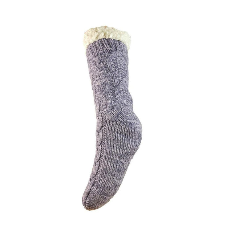 Slipper Socks in Luxury Thick Cable Knit Wool